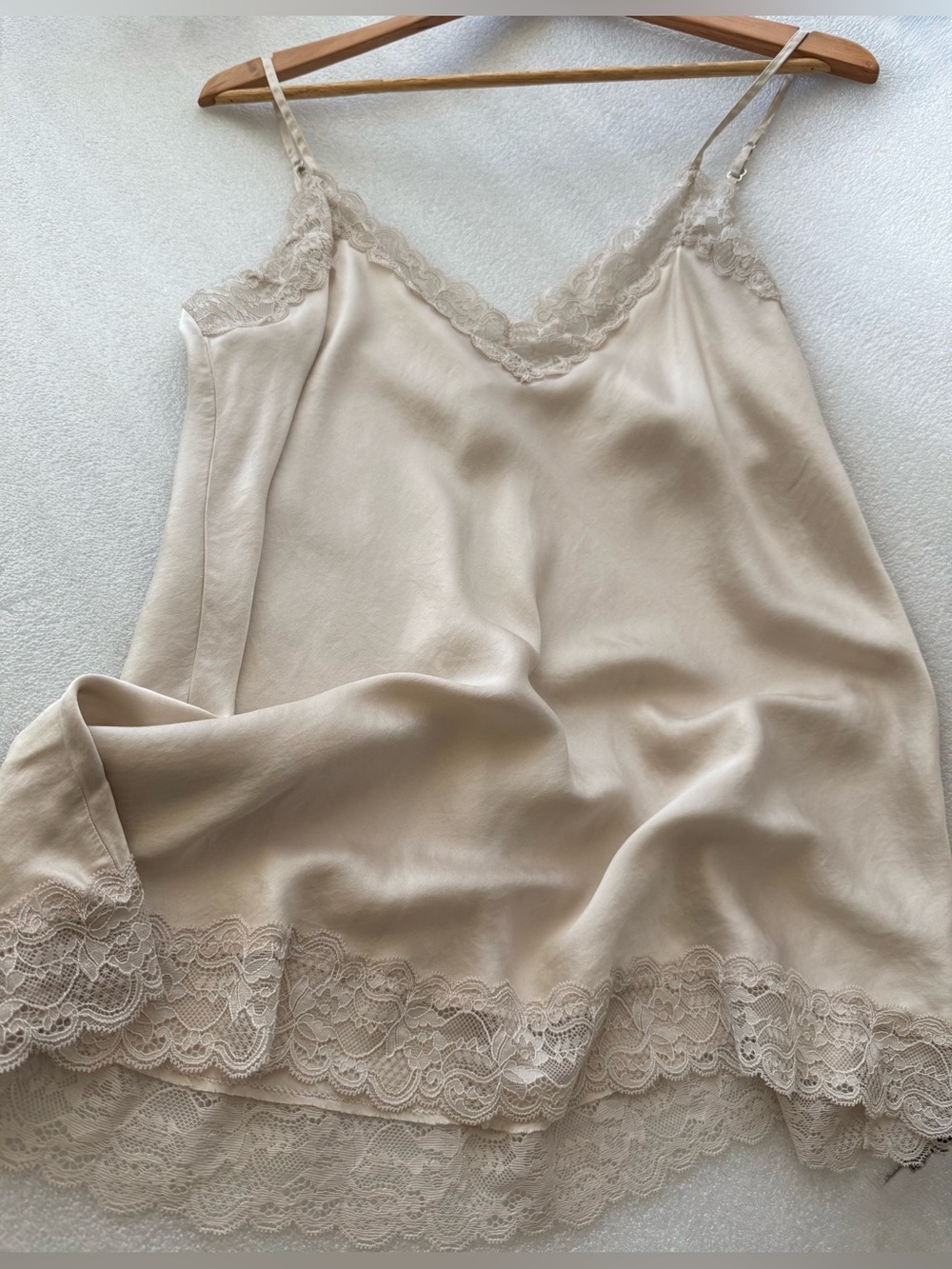 intimissimi Silk Slip with Lace Insert Detail Chemise Ivory Beige S/M - Picture 5 of 11